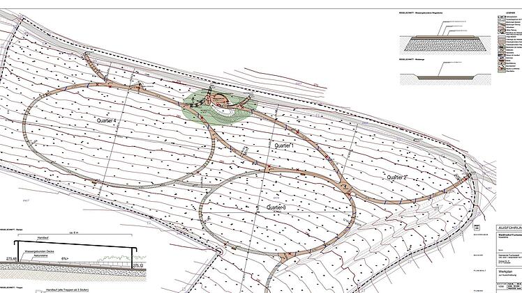 Etwas später als geplant geht der Waldfriedhof am Fuchsstädter Mühlberg (Skizze) in die Bauphase. Das Projekt wurde für knapp 120 000 Euro vergeben.  Skizze: Susanne Siebenlist/Repro: Ehling