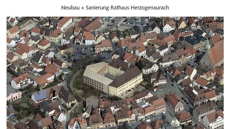 So soll sich das neue Rathaus ans Schloss und in die Altstadt anpassen. Animationen: BSS-Architekten