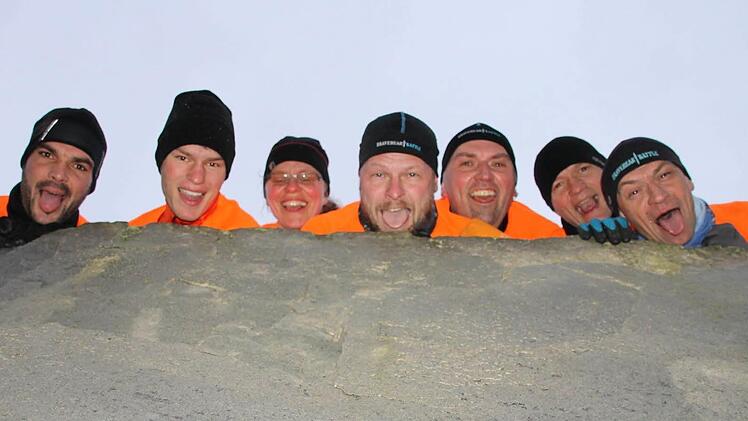 Veitenstein Bravehearts beim Training (von links): Ralf Krause, Lukas Beierlieb, Elke Beierlieb, Mirko Kleinknecht, Martin Wambach, Alfred Beierlieb und Rainer Hofmann.