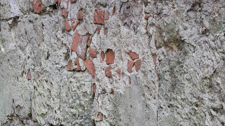 Uehlfelds Bürgermeister Werner Stöcker glaubt in diesem Mauerstück eine Bogenstruktur zu erkennen, die Denkmalpfleger sind sich nicht sicher. Foto: Sonja Werner