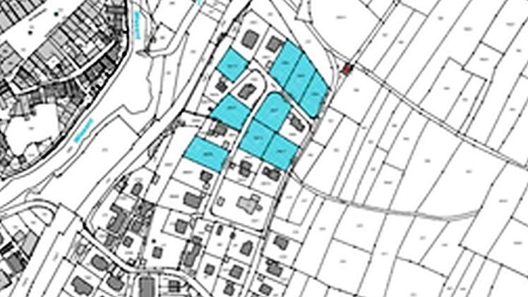 Im Debert sind ca. 38 Grundstücke (3,48 Hektar) unbebaut. Die blau markierten Grundstücke sind alle in Privatbesitz.