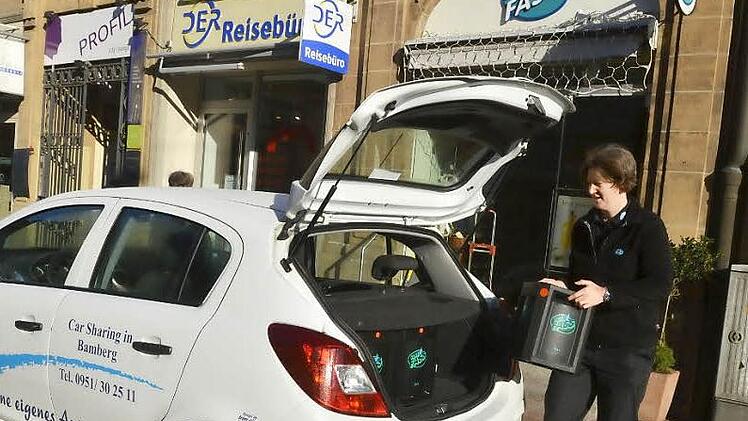 Die Inhaberinnen der Bamberger Niederlassung Vom Fass verzichten auf einen Firmenwagen. Mit Carsharing machten Catharina Beyer (Foto) und Silvia Müller gute Erfahrungen.  Foto: Ronald Rinklef