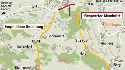 So sieht die empfohlene Umleitung wegen der Sperrung bei Neustadt aus.Grafik: Klaus Heim