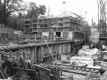 Blick auf die Baustelle des Diakonisch-Sozialen Zentrums im Dezember 1970Foto: CT-Archiv