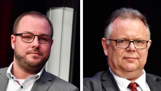 Sebastian Straubel (links) und Martin Stingl treten am Sonntag in der Stichwahl an.