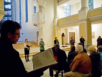 Die Kantorei gestaltete eine Baustellenkonzert in der Coburger Morizkirche. Foto: Jochen Berger