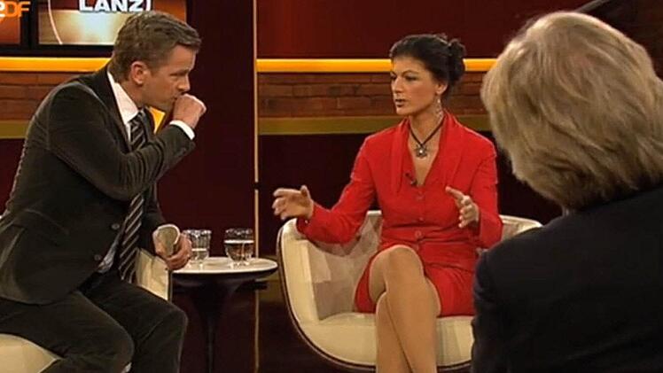 Markus Lanz fällt in seiner gleichnamigen Sendung Sahra Wagenknecht öfter ins Wort. Screenshot: pb/Quelle: ZDF