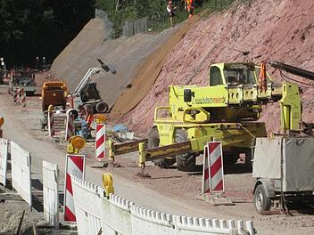 Die Bauarbeiten an der "Schrenk" an der Straße, die Verlegung des Wildbachs und die Herstellung des Fahrradwegs brachten hohe Beeinträchtigungen im verflossenen Jahr mit sich. Foto: Winfried Ehling