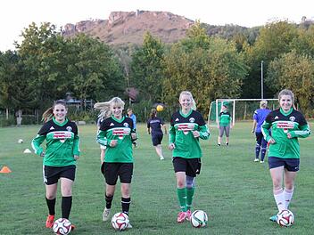 Hannah Dötzer, Janine Fischer vom FC Leutenbach, Lisa Holzermer vom SK Lauf und Katharina Prechtel (v.li., ebenfalls Leutenbach) kicken nun beim FC Schlaifhausen.  Foto: Heike Finze