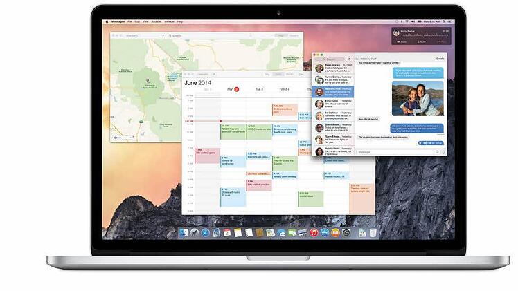 OS X Yosemite hat neue Funktionen und sieht im Vergleich zum Vorgänger etwas anders aus. Foto: Apple