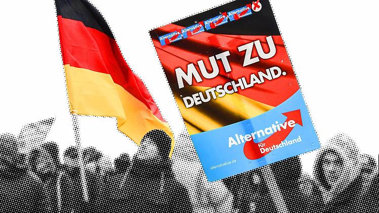 AfD-Anhänger am 30.01.2016 in Neubrandenburg (Mecklenburg-Vorpommern) auf dem Marktplatz. Foto: Bernd Settnik/dpa
