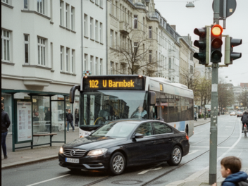 Linienbus in Innenstadt muss notbremsen