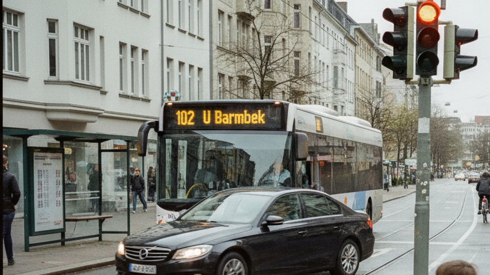 Linienbus in Innenstadt muss notbremsen