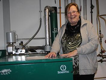 Die größte Investition steht im Keller: Gisela Ullmann zeigt die neue Heizungsanlage im "Hotel Ursula", Bad Brückenau. Foto: Ulrike Müller