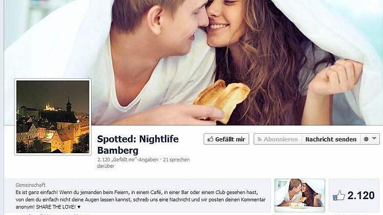Auch auf der Seite "Spotted- Nightlife Bamberg" kann man romantische Liebesgeständnisse lesen. Foto: Screenshot/ Facebook