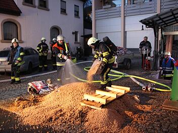Löscheinsatz in Ziegelhütten: Holzpellets waren in Brand geraten. Foto: Alexander Hartmann