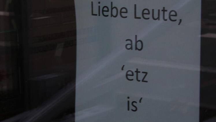 Der Hinweis zur Schließung