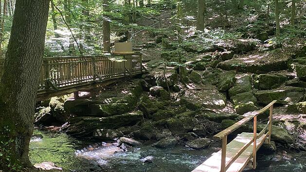 Der Steg an der Reither M&uuml;hle wurde aus Sicherheitsgr&uuml;nden bis zur anstehenden Sanierung gesperrt. Ein Provisorium sorgt jedoch daf&uuml;r, dass der Thulbataler begehbar ist.
