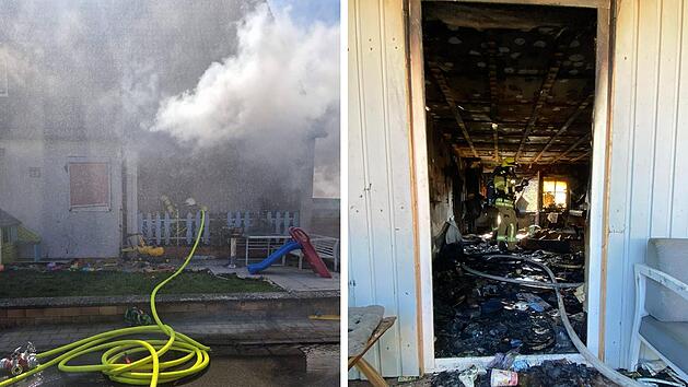 Brand in Doppelhaush&auml;lfte in Untersiemau