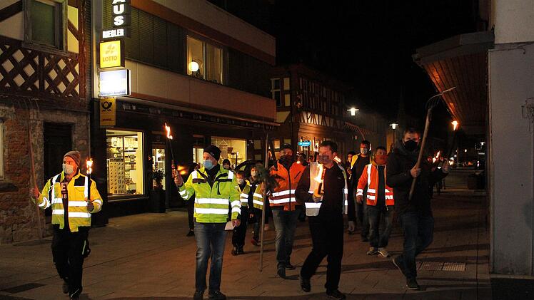 Landwirte protestieren in Höchstadt.  Foto: Evi Seeger