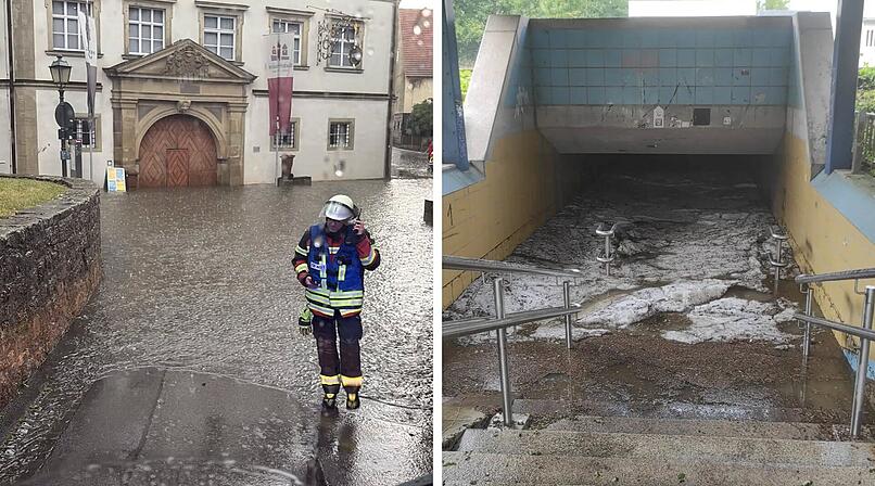 In M&uuml;nnerstadt wurde die Feuerwehr am Dienstag (14. Juli 2026) zu einer mit Wasser und Hagel vollgelaufenen Fu&szlig;g&auml;ngerunterf&uuml;hrung gerufen.