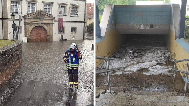 In M&uuml;nnerstadt wurde die Feuerwehr am Dienstag (14. Juli 2026) zu einer mit Wasser und Hagel vollgelaufenen Fu&szlig;g&auml;ngerunterf&uuml;hrung gerufen.