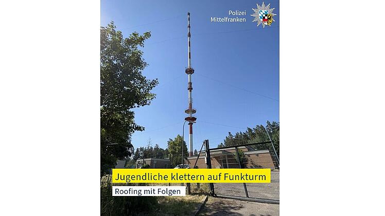 Jugendliche klettern auf Funkturm im Kreis Roth