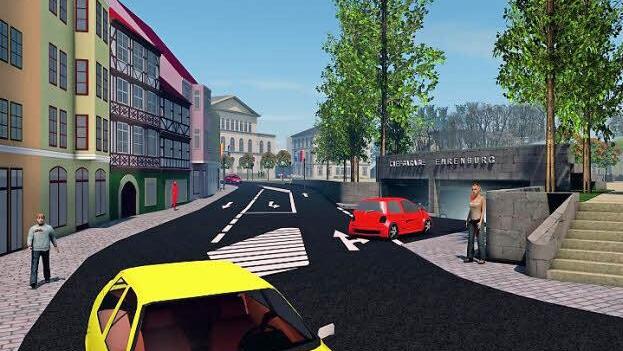 Ein- und Ausfahrt liegen bei diesem Entwurf nebeneinander in der Grafengasse. Abbildung: Architekturbüro Glodschei