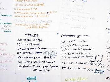 Auf einer Pinnwand stellten sich die Jugendlichen per Steckbrief vor. Fotos: Johannes Michel