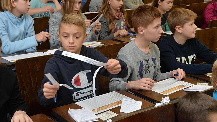 Am Samstag ging es an der Bamberger Kinder-Uni um die Frage, ob Bäume Tagebuch schreiben. Foto: Ronald Rinklef