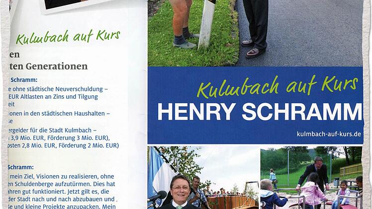 Ein  Blick  in die  Wahlbroschüre von OB  Henry Schramm.