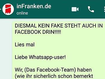 Der WhatsApp-Kettenbrief enthält zahlreiche Elemente älterer Massennachrichten. Screenshot: inFranken.de