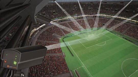 Die undatierte Computersimulation zeigt das Torliniensystem GoalControl-4D der Firma GoalControl. symbolbild: FIFA/GoalControl