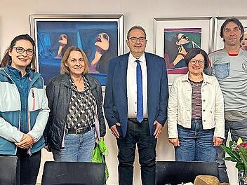 Das neue F&uuml;hrungsteam (v. l.): Dana Sauer (Shopleitung), Christine Wagner (Kasse), Bernhard Bickel (Vorsitzender), Tanja Roppelt (Museumsleitung) und Heinrich Bickel (Zweiter Vorsitzender).