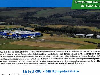 Mit einem Ikea-Haus wirbt die Stadtsteinacher CSU auf der Fotomontage. Das ruft den schwedischen Möbelgiganten auf den Plan.