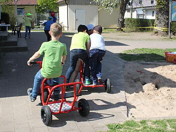 Das Außengelände des Kinderhorts. Foto: Carmen Schwind