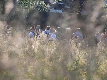 Auch die hochsommerliche Hitze hielt die Obereschenbacher nicht davon ab, sich entlang ihrer Gemeindegrenze durch die Büsche zu schlagen.