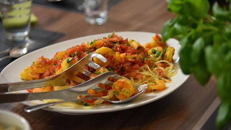 Spaghettini mit Curry-Garnelen