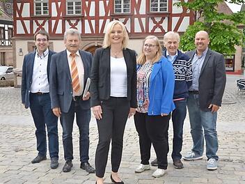 Die Bürgermeisterkandidatin der CSU Herzogenaurach, Sabine Hanisch (vorne), mit Kollegen aus Fraktion und Vorstand (von links): Konrad Körner, Bernhard Schwab, Antje Körner, Kurt Zollhöfer und Walter Drebinger  Foto: Bernhard Panzer
