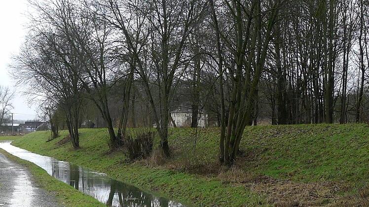 Der Überlaufgraben ist zum Überlaufen voll,  aufgenommen in Burghaig.Dagmar Besand