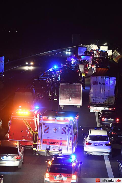 Schwerer Unfall auf A70 bei Bamberg