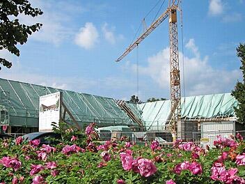 Im Rahmen der Generalsanierung der Sonnefelder Domäne wird eifrig am Dach gearbeitet. Foto: Klaus Oelzner
