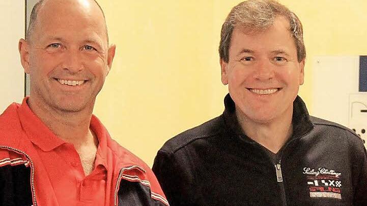 Peter Engerisser vom SV Kronach, deutscher Meister der Masters im Modernen Fünfkampf 2014 (r.) mit dem Zweiten der Gruppe M50+ Manfred Häb von der SSF Bonn (links). Foto: privat