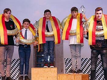 Die unterfränkischen Jugend-Kart-Slalom-Meister des Jahres 2017 (von links): Nino Nitzsche und Max Kilchert (beide vom AMSC Hammelburg), Julian Friemelt vom AMC Kitzingen, Raphael Stoppel vom MSC Knetzgau und Marco Müller vom AMC Kitzingen.Marco Pusch