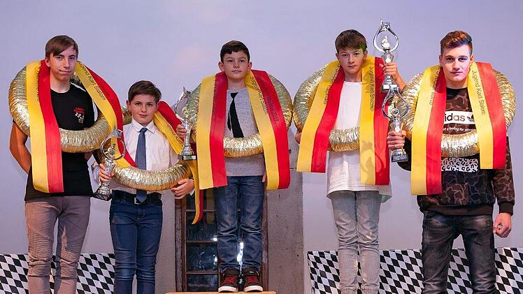 Die unterfränkischen Jugend-Kart-Slalom-Meister des Jahres 2017 (von links): Nino Nitzsche und Max Kilchert (beide vom AMSC Hammelburg), Julian Friemelt vom AMC Kitzingen, Raphael Stoppel vom MSC Knetzgau und Marco Müller vom AMC Kitzingen.Marco Pusch