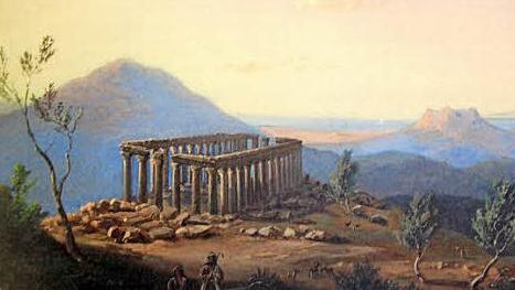 Der Tempel von Bassae - Buseck malte dieses Bild 1851, lange nach der Rückkehr von der Griechenlandreise von 1842.
