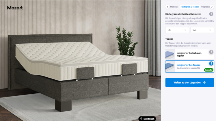 Der Online-Konfigurator ermöglicht es dir, ein maßgeschneidertes Boxspringbett zusammenzustellen.