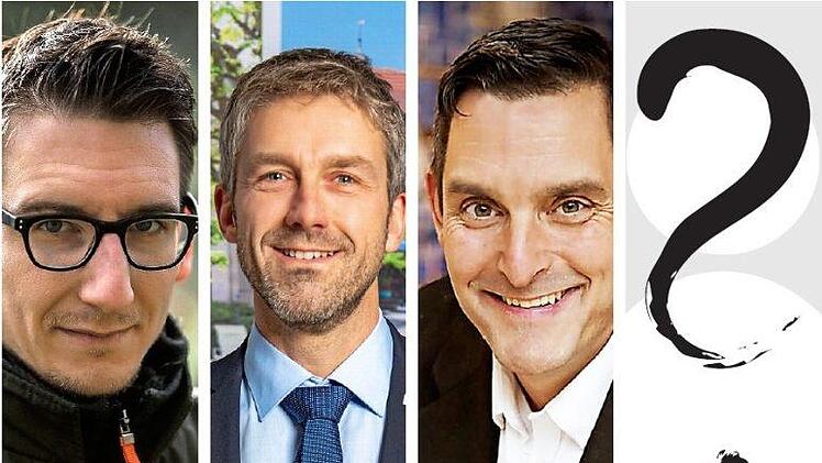 Bisher bewerben sich drei Kandidaten als B&uuml;rgermeister von Bad Br&uuml;ckenau: Jan Marberg (von links,  in der Reihenfolge ihrer Nominierung), Jochen Vogel und Dirk Stumpe. Offen ist, ob noch ein Vierter - oder eine Vierte - dazu kommt. Fotos: S. Hildenbrand/T. Gerhard/K. Junker