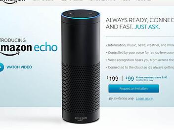 Amazon Echo ist momentan nur über eine Art Einladung zu reservieren. Premiumkunden sparen dabei 100 Dollar. Screenshot: http://www.amazon.com/echo