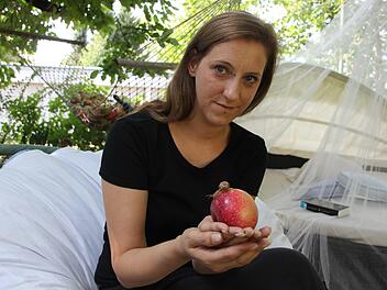 Inga Hümmer ist sehr stolz auf  "Schneckenkönig" Fred, den sie in ihrem naturbelassenen Garten am Kronacher Kreuzberg gefunden hat.    Foto: Andreas Schmitt
